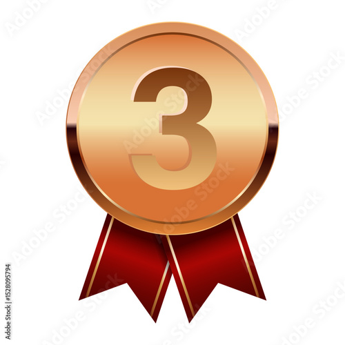 Bronze award medal with red ribbons for sport and games