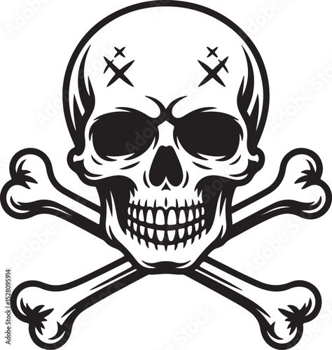 Vintage Skull and Crossbones Illustration A Classic Symbol of Danger and Mortality