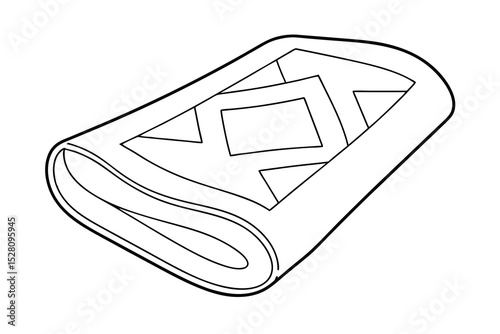 Rolled up rug line drawing geometric pattern design