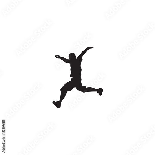 Silhouette of a man leaping with arms extended in a dynamic vector pose