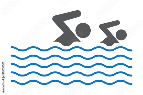 Swimming icon. Crawl swimmer swimming pool icon. Swimming man logo icon vector illustration emblem design. 