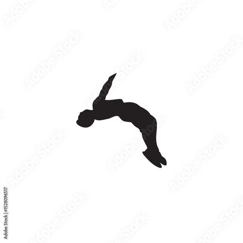 Athlete doing backflip black silhouette isolated on white background gymnastics acrobatics vector