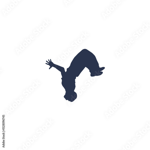 Silhouette of a male performing a backflip in athletic style and movement