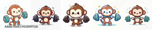 vector monkey sport lifting weights photo
