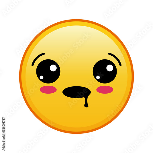 Kawaii yellow emoji with drooling face Large size of yellow emoji