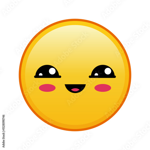 Kawaii yellow emoji with half open eyes face Large size of yellow emoji