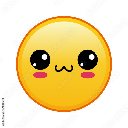 Kawaii yellow emoji with happy lips face Large size of yellow emoji
