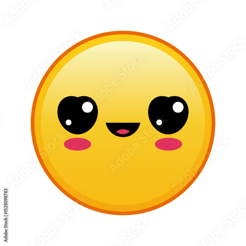 Kawaii yellow emoji with heart eyes face Large size of yellow emoji