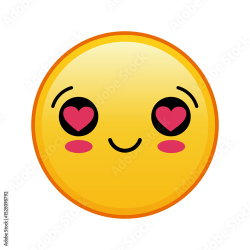 Kawaii yellow emoji with hearts in eyes face Large size of yellow emoji