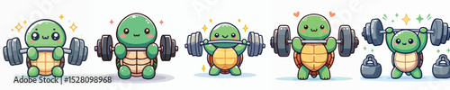 vector of sports turtle lifting weights