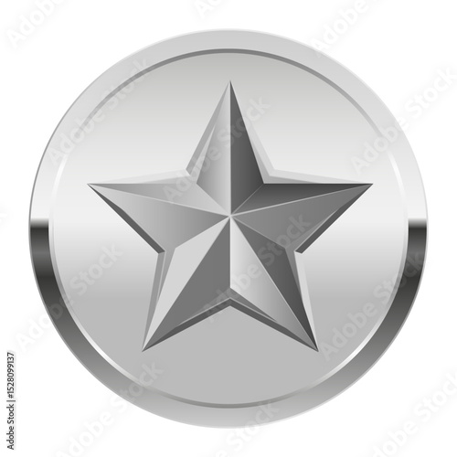 Silver award medal and star for sport and games