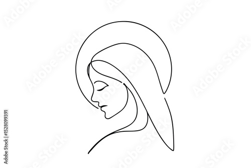 Virgin mary line drawing minimalist religious art