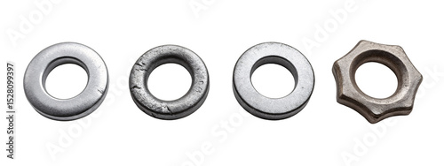 A set of three metal washers