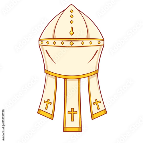 Papal tiara hat isolated on white background