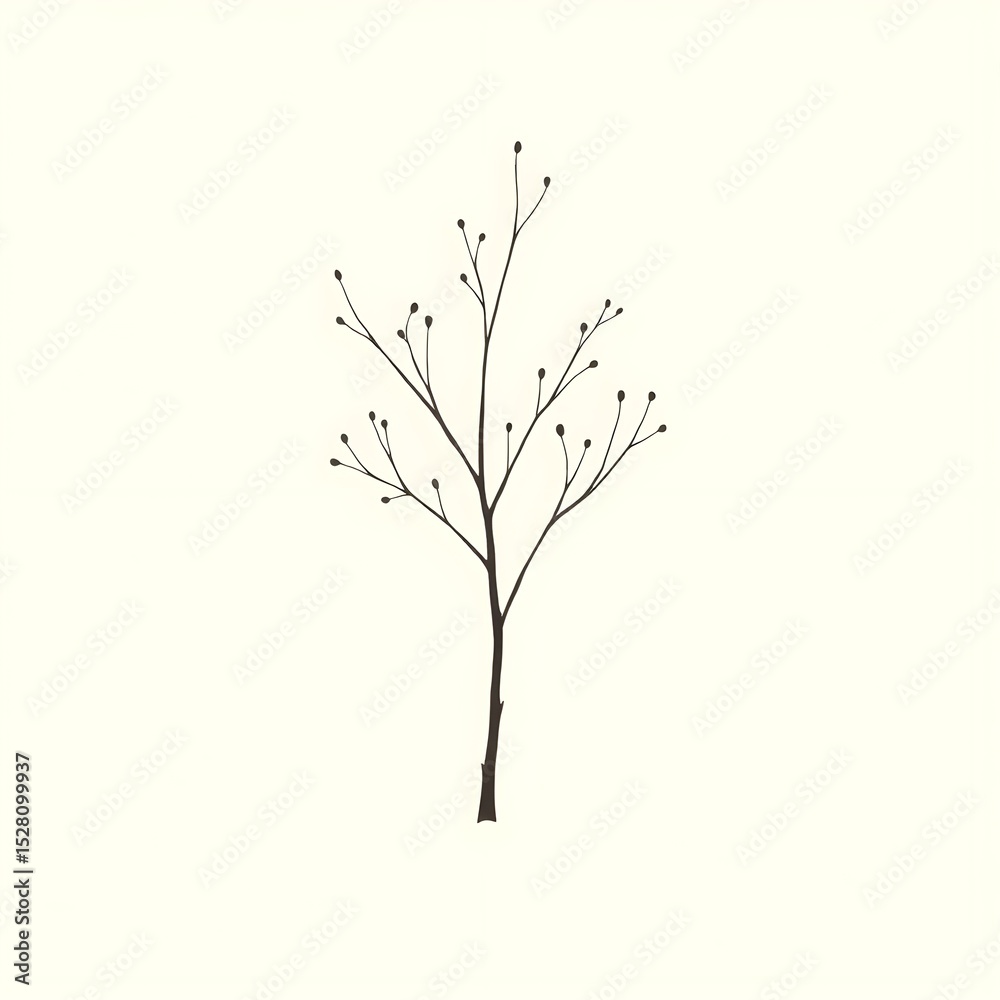 Fototapeta premium Minimalism, Branch, Winter, Nature, Silhouette