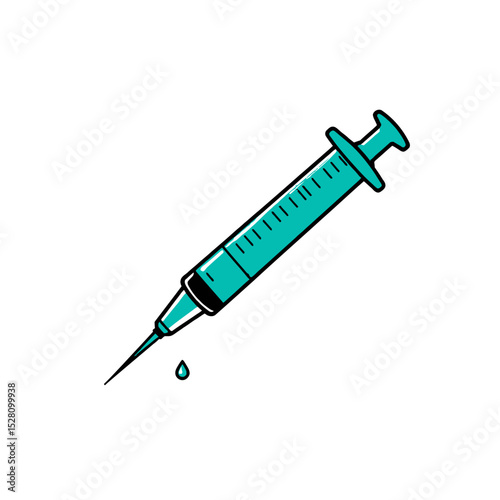 Teal syringe illustration isolated on white background