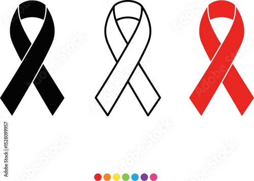 cancer ribbon vectors are isolated on white background.