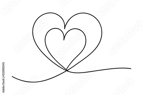 Double heart line drawing minimalist love design