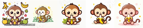 monkey vector eating banana