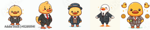 cute duck vector wearing suit