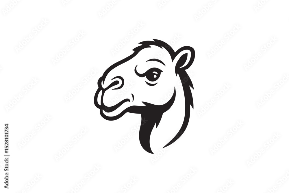 Obraz premium Camel head silhouette on white background.01