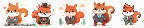 cute squirrel vector wearing a suit