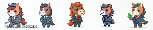 cute horse vector wearing suit