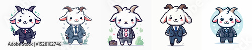 cute goat vector wearing a suit