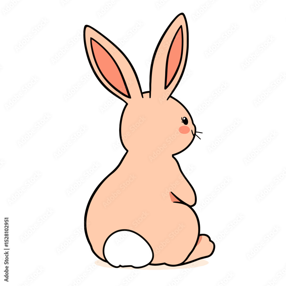Fototapeta premium Cute pink bunny rabbit cartoon isolated on white background