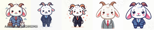 cute goat vector wearing a suit