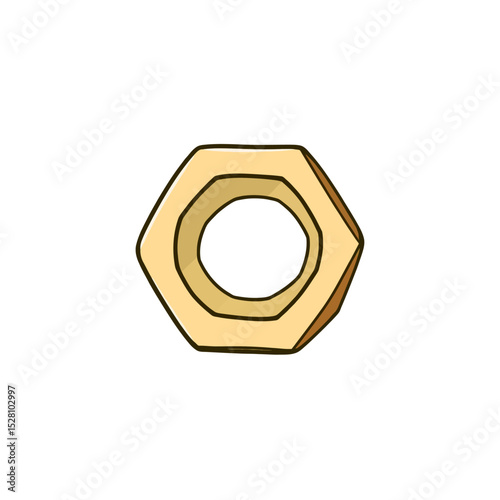 Hex nut cross section illustration isolated on white background