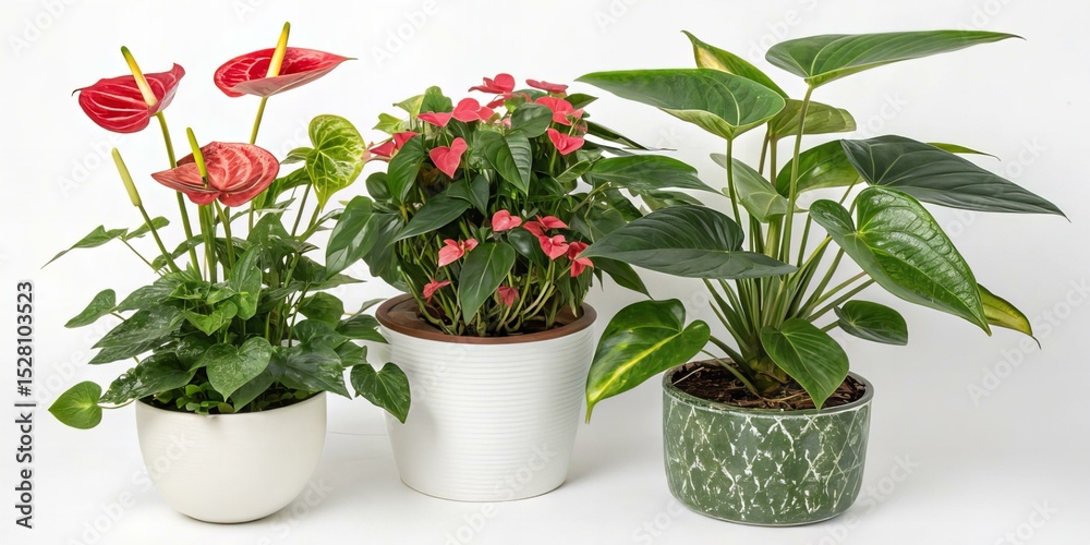 Obraz premium Ornamental Indoor Plants Isolated on White Background – Home Decor Greenery