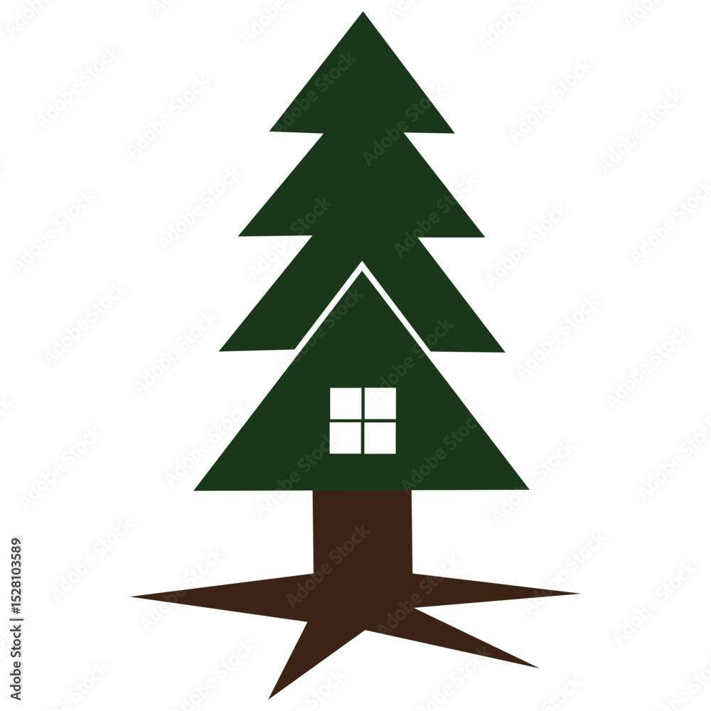 Fototapeta premium Real estate home cedar tree logo Icon Illustration Brand Identity