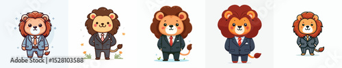 cute lion vector wearing suit