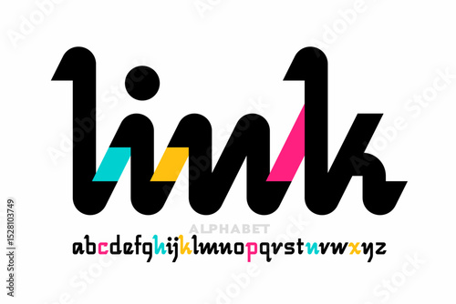 One single line original style font design, alphabet letters and numbers vector illustration