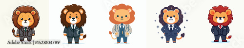 cute lion vector wearing suit