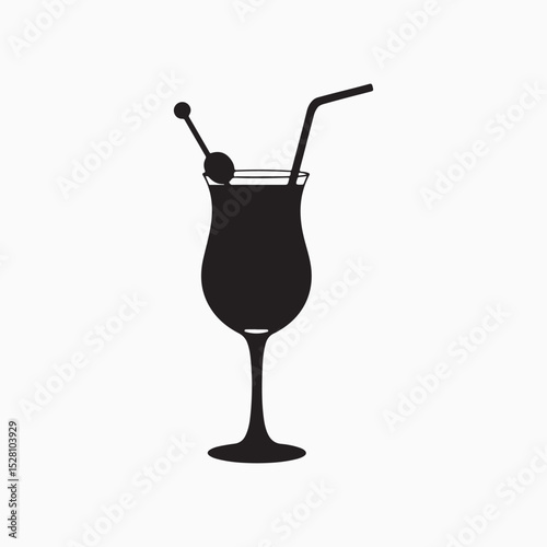Cocktail Silhouette: A sleek, monochromatic silhouette of a classic cocktail glass, the image captures the elegance and refreshment, inviting a sense of sophistication and enjoyment. 