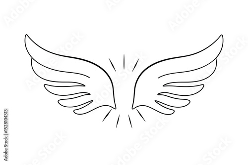 Elegant line drawing of wings symbol of freedom flight