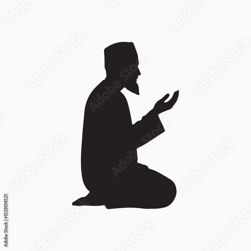 Praying Silhouette: The silhouette of a person in prayer, offering a powerful visual representation of devotion, reflection, and spiritual connection, evoking feelings of peace, introspection.