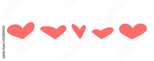 Set of simple hand drawn hearts. Symbol of love.