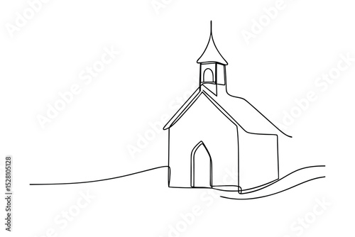 Simple line drawing of a country church steeple