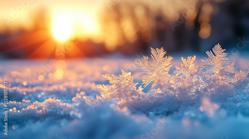 Sparkling Ice Crystals at Sunset A Winter Wonderland