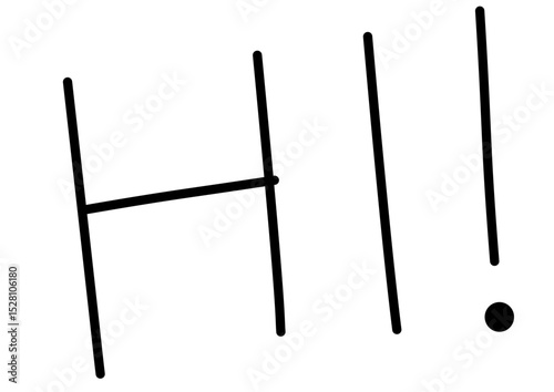 Hand-written Minimalist Vector in Black Shape Hi Hello Halo Hai Greetings