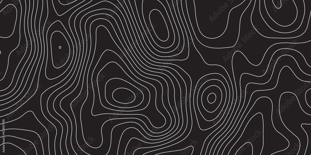 Fototapeta premium Abstract modern topography wavy contour map line and vintace tarrain patch texture grid line wallpaper map white or black background. 