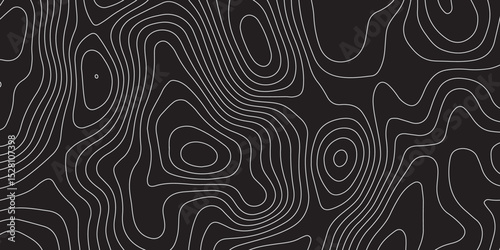 
Abstract modern topography wavy contour map line and vintace tarrain patch texture grid line wallpaper map white  or black background.
