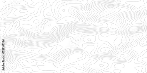 Abstract Geometric Vector Illustration of Wavy Black and White Contour Line Topographic Design.