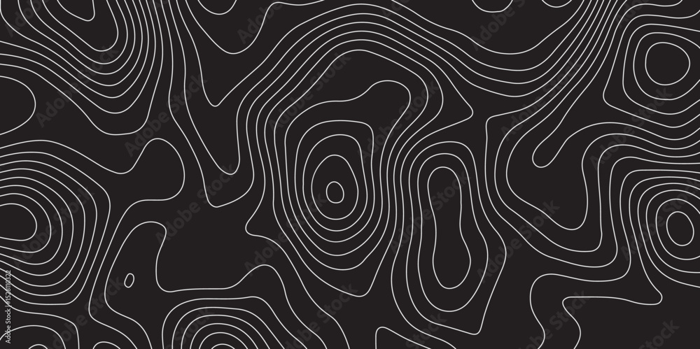 Fototapeta premium Topography white and black map background- Vector geographic contour map.