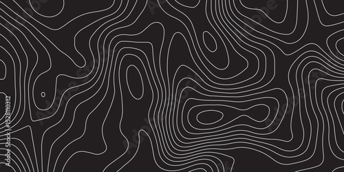 
Abstract modern topography wavy contour map line and vintace tarrain patch texture grid line wallpaper map white  or black background.
