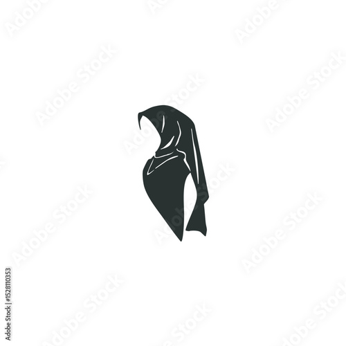 Silhouette illustration of a muslim woman wearing hijab traditional islamic clothing