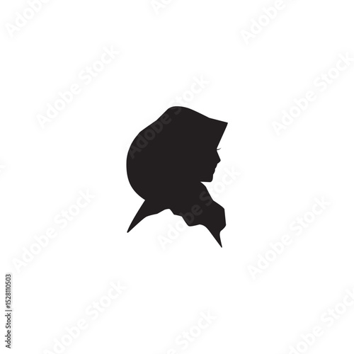 Silhouette of a woman in hijab muslim woman profile minimalist illustration